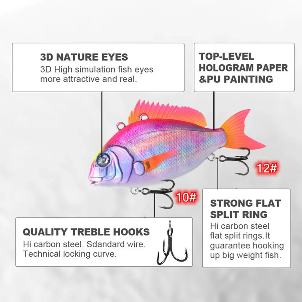 Señuelo de pesca hundido de 50mm y 11g, señuelo VIB para lubina, señuelo de pesca con vibración, cebo de pesca de agua de mar y agua dulce - imagen 4