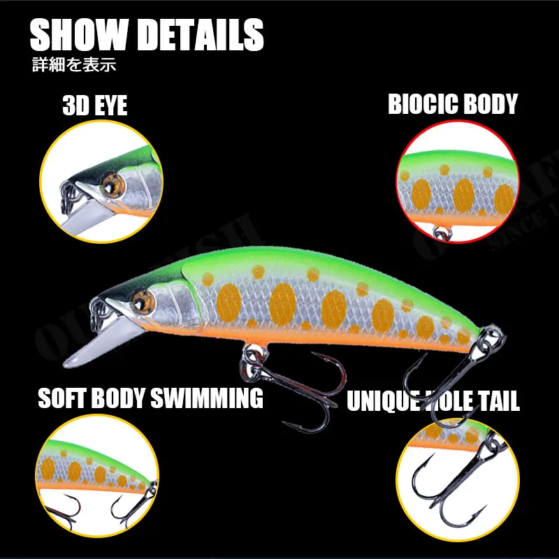 Micromacro-señuelo De Pesca De piscardo, 50mm, 5g, Accesorios De Pesca, Wobbler, Mandarin Leurre Isca, equipo De Pesca Artificial - imagen 4