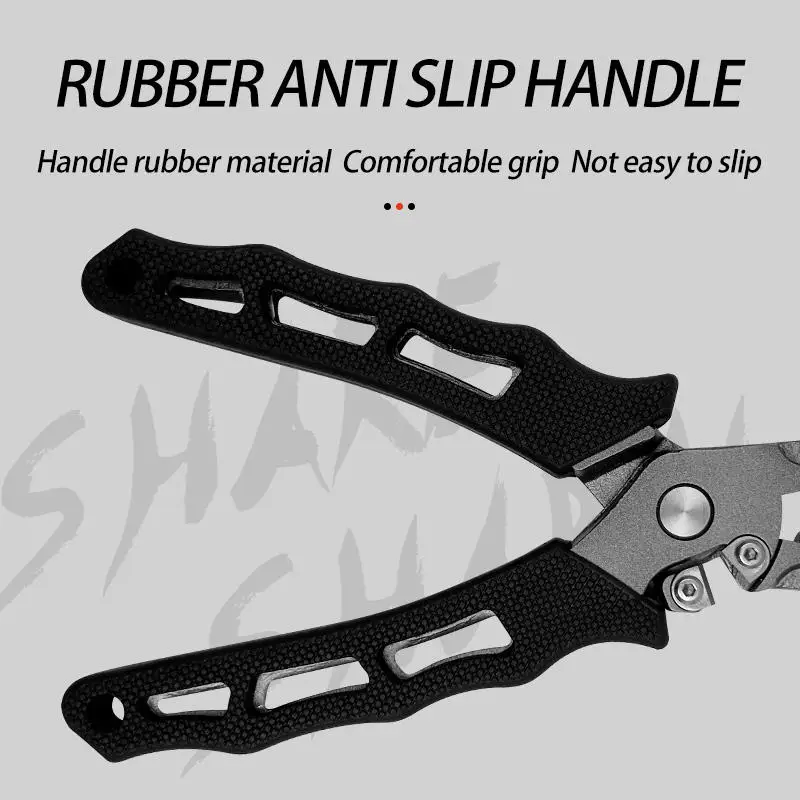 alicates de pesca de 7 pulgadas, herramienta de pesca con mango de goma, cortador de línea trenzada, removedor de anzuelos, anillo dividido y funda, alicates de pesca - imagen 4