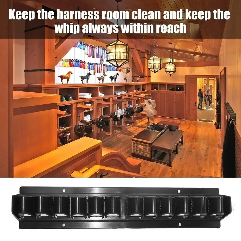 Estante para látigo de 12 ranuras, soporte para látigo de palos de plástico montado en la pared, soporte para látigo de caballo, 1 Uds.