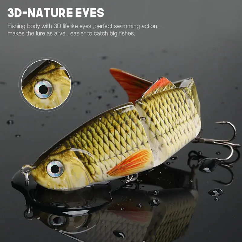 Señuelos de Pesca de 15cm y 35g, 4 segmentos, Swimbait, Crankbait, cebo duro con anzuelos artificiales, Wobblers de pesca, 1 unidad