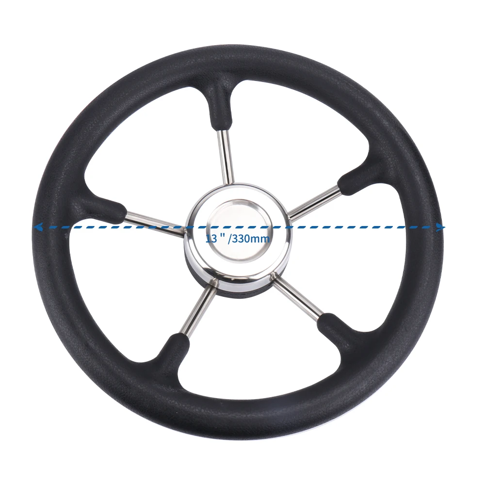Volante náutico Destroyer 13" – Acero inoxidable 5 radios con espuma - imagen 3