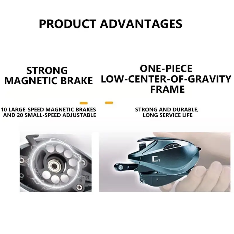 Carrete de fundición de cebo ligero Mavllos C1, fuerza de freno, relación de velocidad de 5KG, 7,0:1, marco de carbono, carrete de fundición para pesca en agua salada o dulce - imagen 3