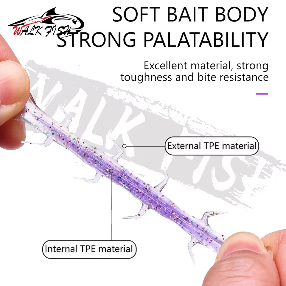 WALK FISH 5 unids/lote 5cm 1,8g cebo suave paleta pequeña cola en T flotante cebo Artificial falso lentejuelas láser pesca en el mar - imagen 4
