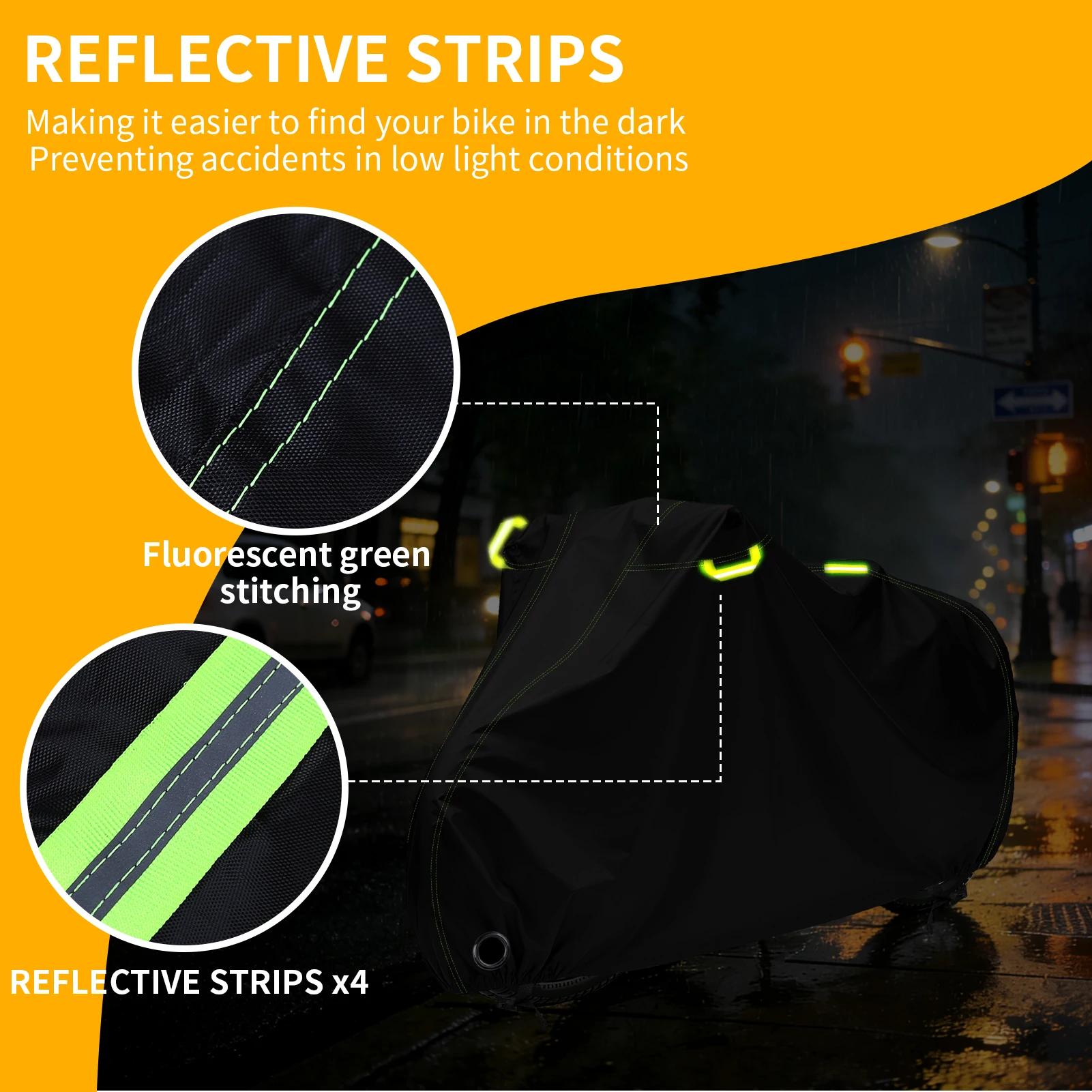 Funda impermeable para bici – orificio candado y tiras reflectantes - imagen 4