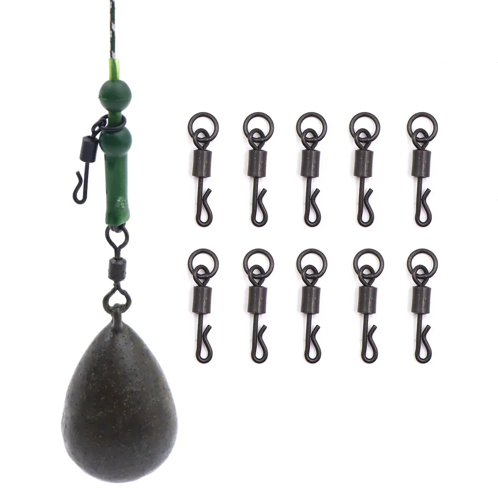 Herramientas giratorias para pesca de carpa, accesorios de conector de aparejo Ronnie, gancho giratorio para pesca, aparejo Terminal de manga gruesa, 20 piezas