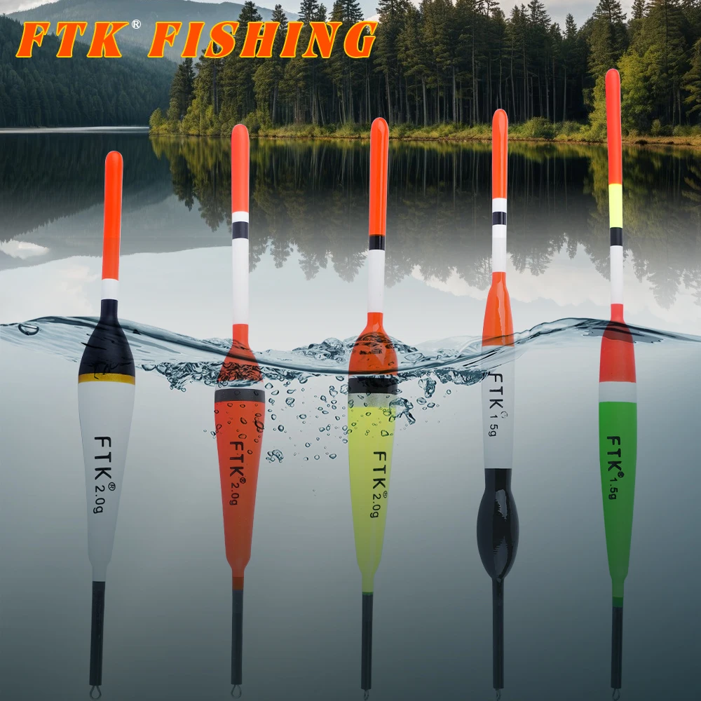 FTK 5 unids/lote flotadores de pesca conjunto tamaño mixto Color 1,5g/2g 13,5-17cm boya Bobber para accesorios de pesca - imagen 5