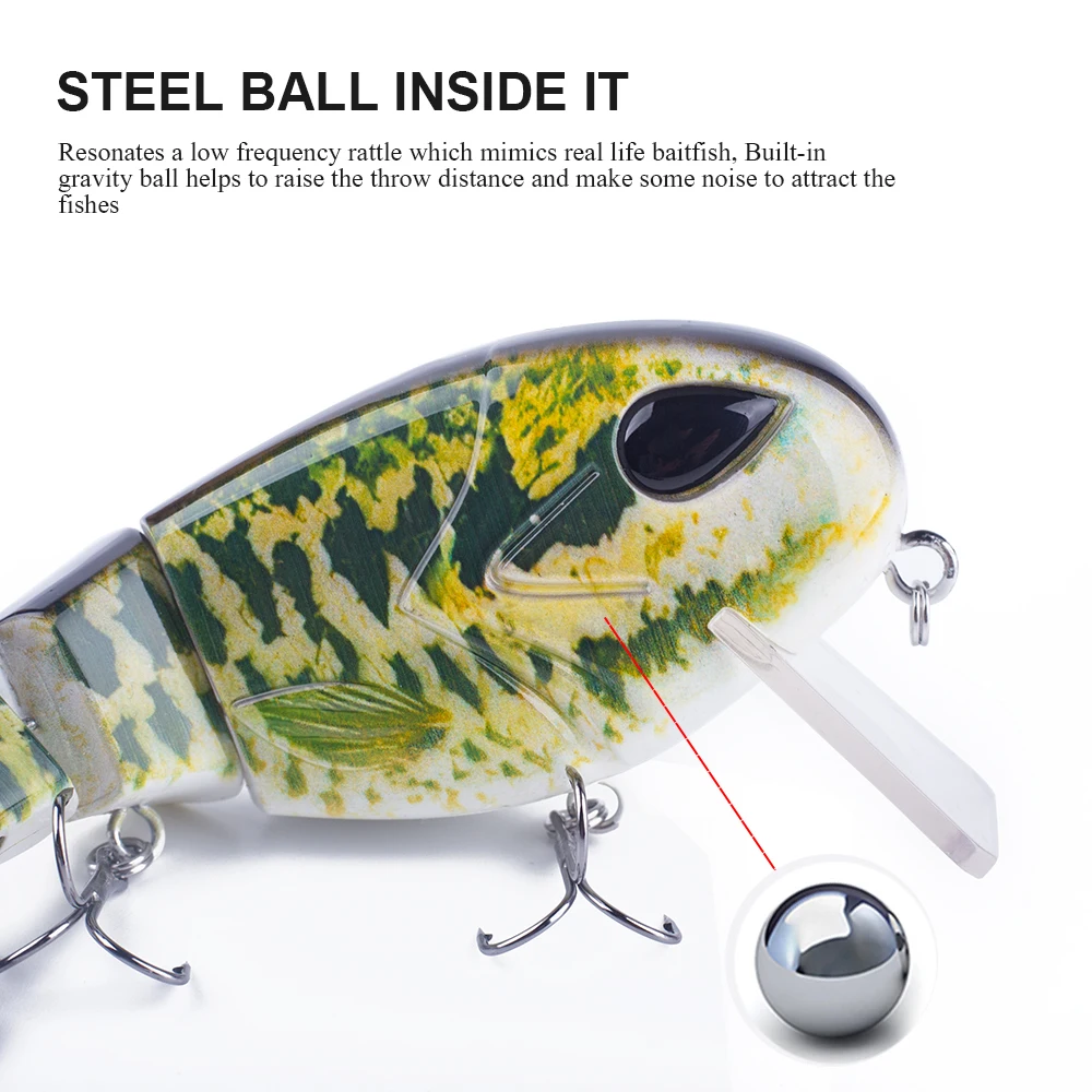 Hanlin-Señuelos de Pesca deslizantes de lubina, cebos de pesca deslizantes de Lucio, Musky, lubina, cola suave, planeador multiarticulado, sábalo, natación, 12,5 CMM, 50g - imagen 4