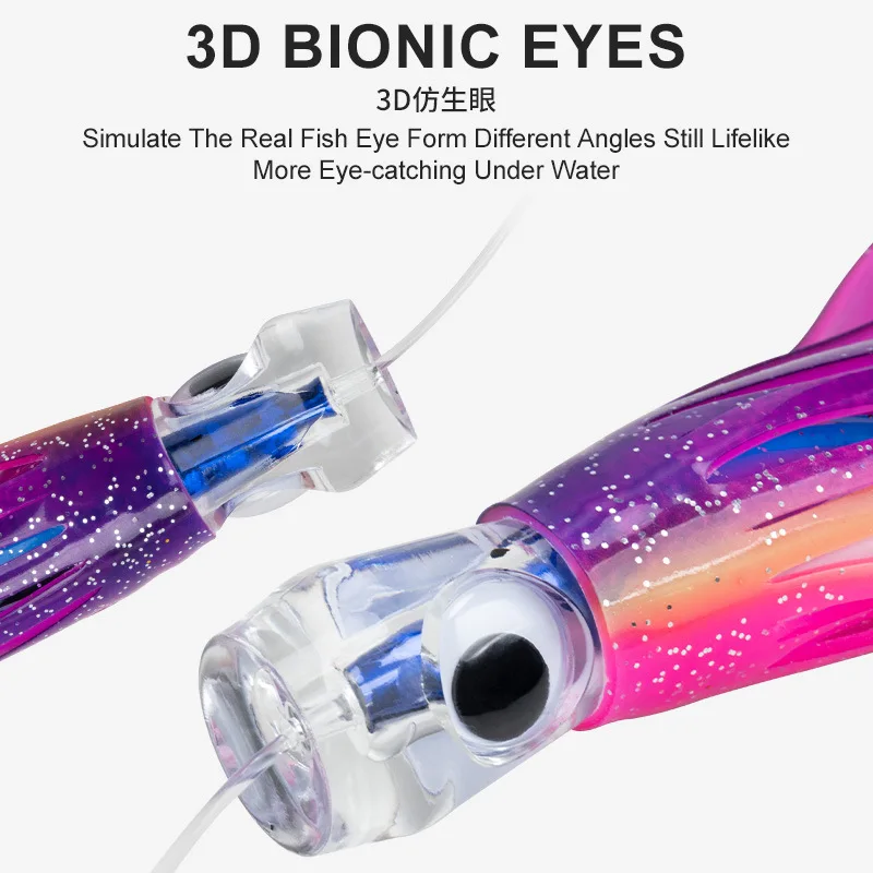 Señuelos de atún con falda de curricán, 50g/16,5 cm, barco que se hunde, luz UV, señuelos de pesca de agua salada para Marlin Sea, cebo de pesca curricán - imagen 3