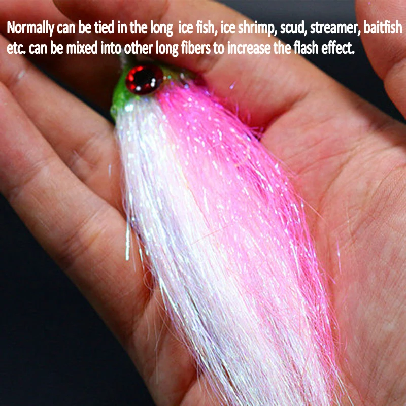 WIFREO-Materiales de doblaje de mosca larga, fibras sintéticas brillantes para Ninfa, salmón, Baitfish Streamer, Dub de hielo, 6,5 cm, 3g por paquete - imagen 5