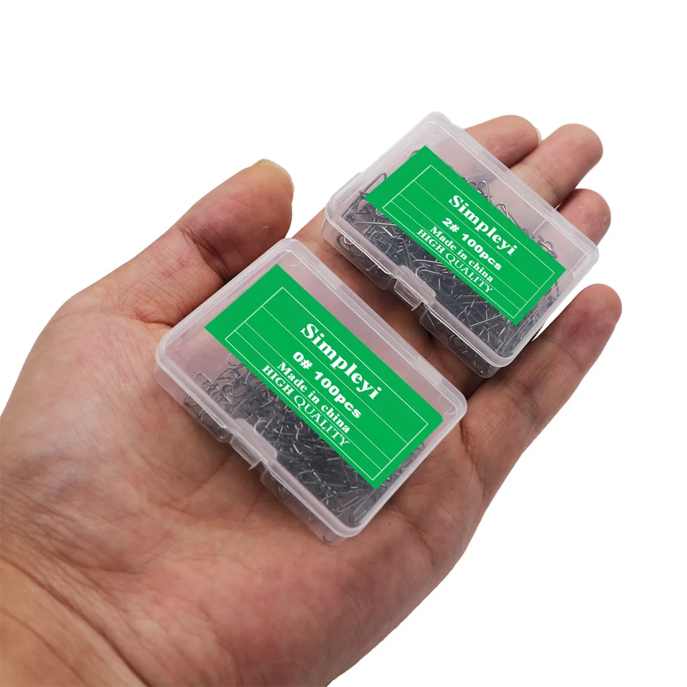 50-100 unids/caja de bloqueo de gancho de acero inoxidable, anillo giratorio de seguridad sólido Snap 0 #-4 # conector de gancho pesca, caja de pesca, herramienta de aparejos - imagen 5