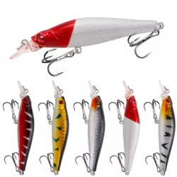 Señuelos de Pesca de 8,2g y 8cm, cebos duros para pececillos, 3D Crankbait, ojos artificiales de plástico duro, aparejos de Pesca de carpa, 1 unids/lote