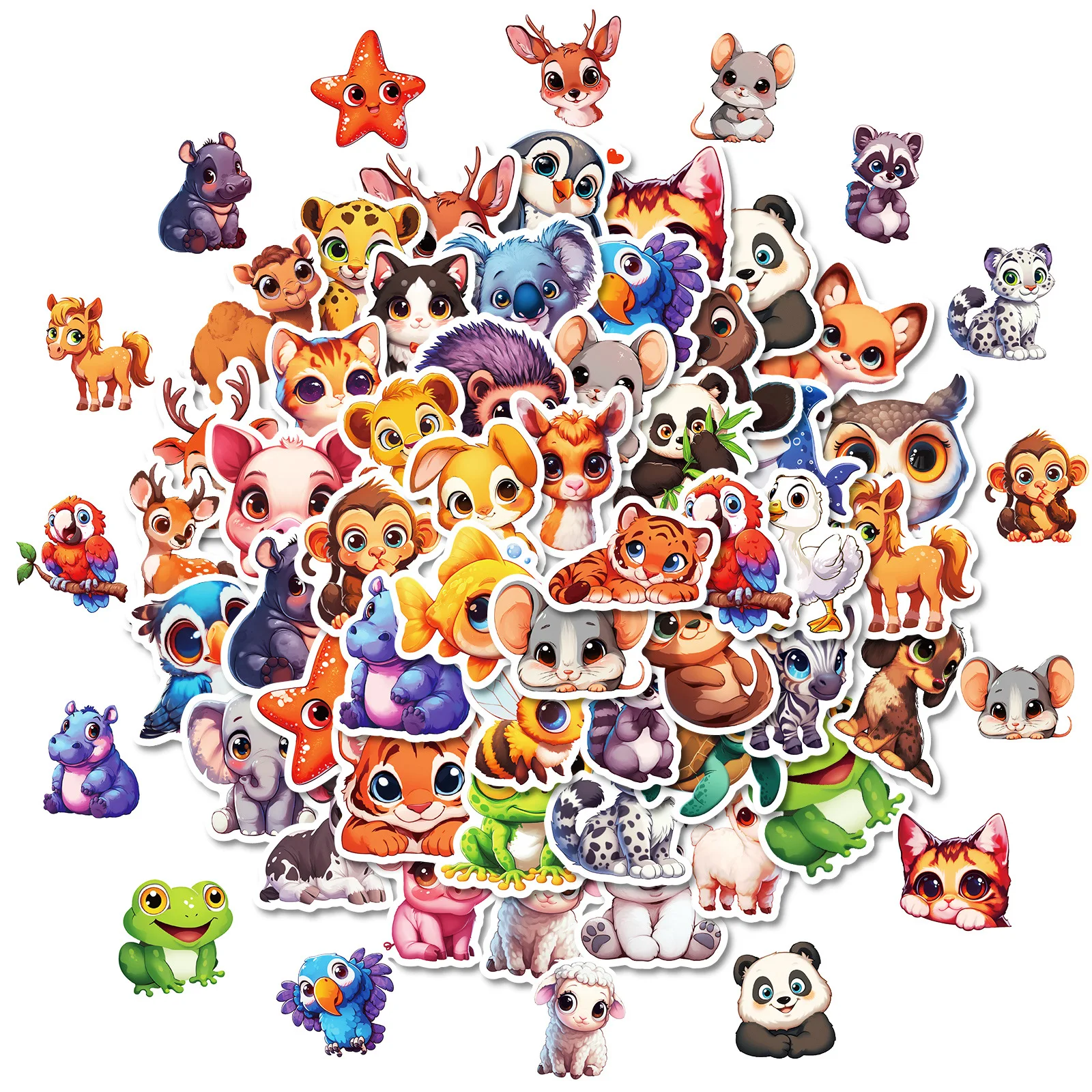 50 Uds. De pegatinas de grafiti de dibujos animados de animales de ojos grandes, bricolaje, teléfono, guitarra, portátil, maleta, pegatina impermeable, juguetes para niños, regalos - imagen 4