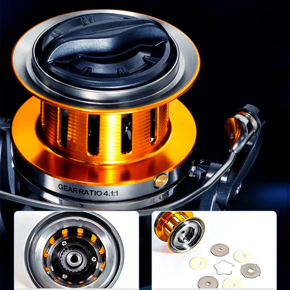 Carrete de pesca grande de fundición larga, arrastre máximo de 25KG, rodamientos de bolas, 12 + 1, carrete de Metal de aleación de aluminio, intercambio de mano izquierda/derecha para perca y lubina - imagen 4