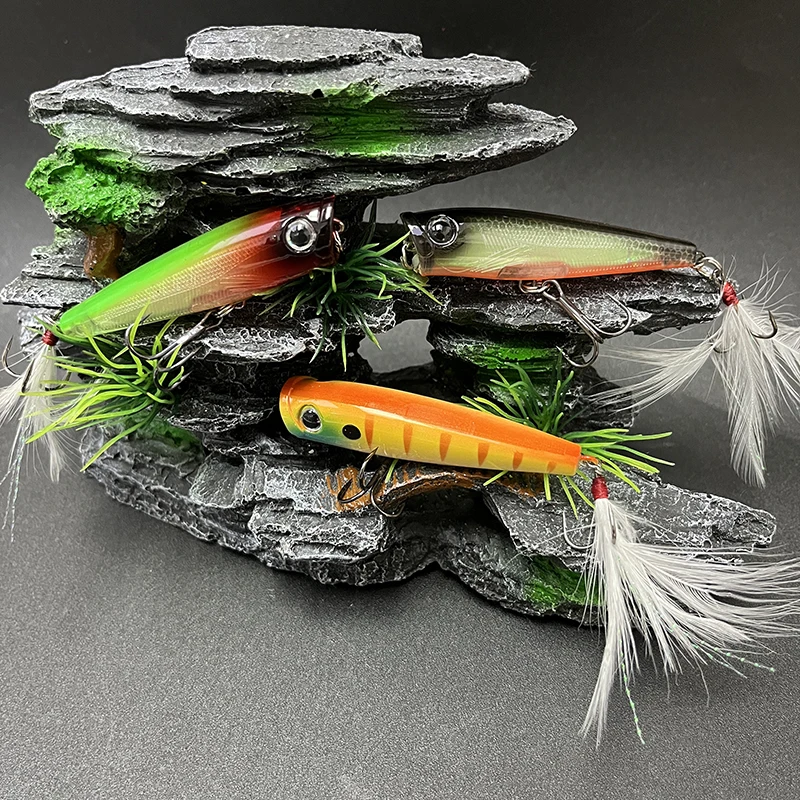 Señuelos de pesca Popper de superficie de 65mm y 7g, cebo Artificial de fundición larga, lápiz Topwater, Swimbait Wobblers para equipo de perca de Lucio - imagen 5