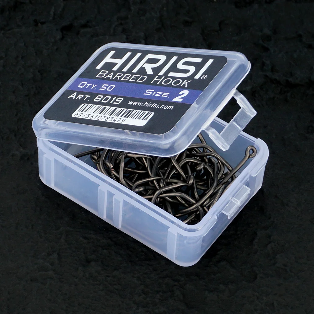 50 Uds. Anzuelos de pesca carpa, garra con púas, revestimiento PTFE, ojos acero inoxidable alto carbono 8019 - imagen 2