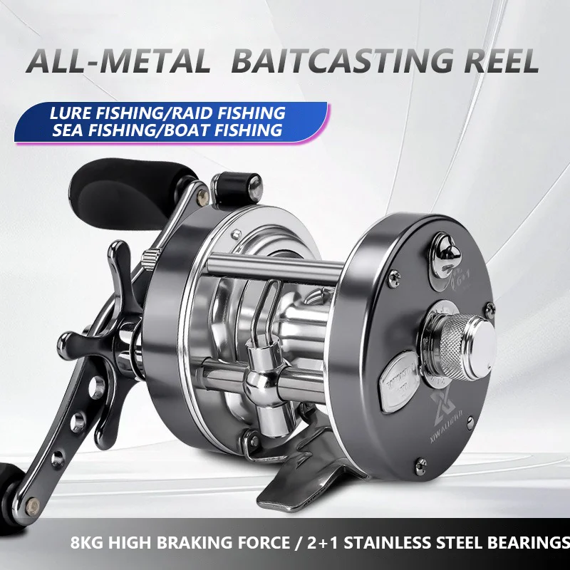 Carrete de pesca Mvallos BF-40 Baitcasting, 3 rodamientos de acero inoxidable, relación de velocidad 5,2: 1, fuerte fuerza de frenado, carrete de pesca redondo ligero de 8kg