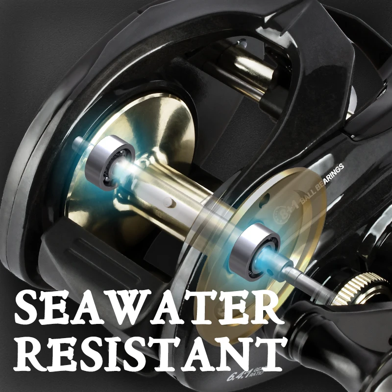 D1-High-Speed-carrete de pesca largo para agua salada, arrastre máximo 8 + 1, Baitcasting, 15KG, relación de transmisión 6,4: 1, SW300 - imagen 4