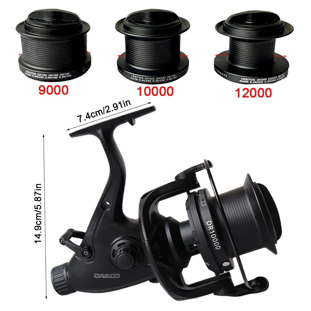 Nuevos carretes giratorios para pesca de carpa, doble arrastre, agua salada, agua dulce, 9000, 10000, 12000, accesorios de equipo de pesca, fundición de Surf suave - imagen 5