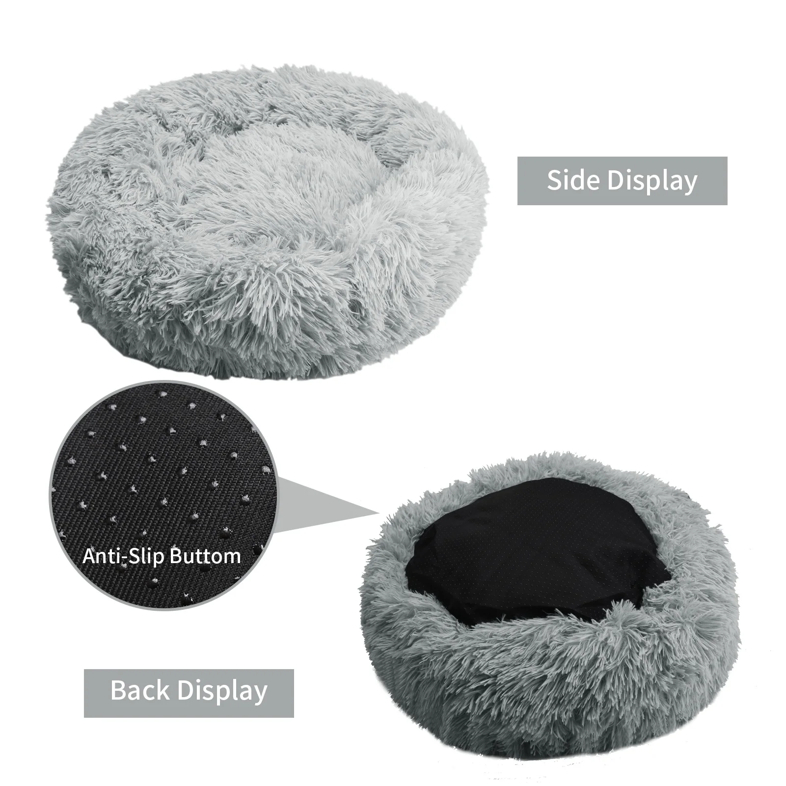 Cama redonda supersuave para mascotas, casa de felpa larga para perros medianos, alfombrillas cálidas de invierno, 50cm - imagen 4