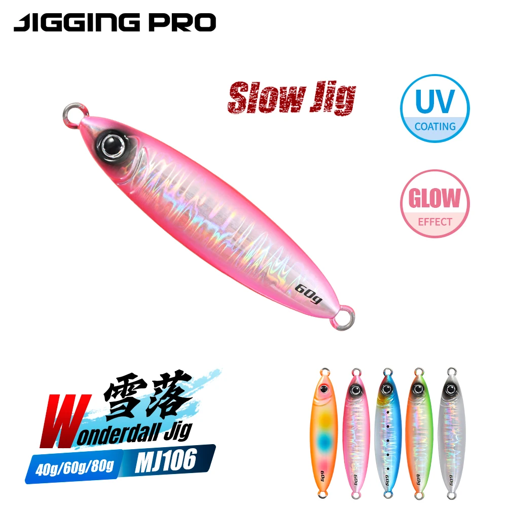 JIGGING PRO 40g 60g 80g Jig lento Shore Jigging señuelo cebo de pesca de mar brillo señuelo de pesca de caída lenta - imagen 2