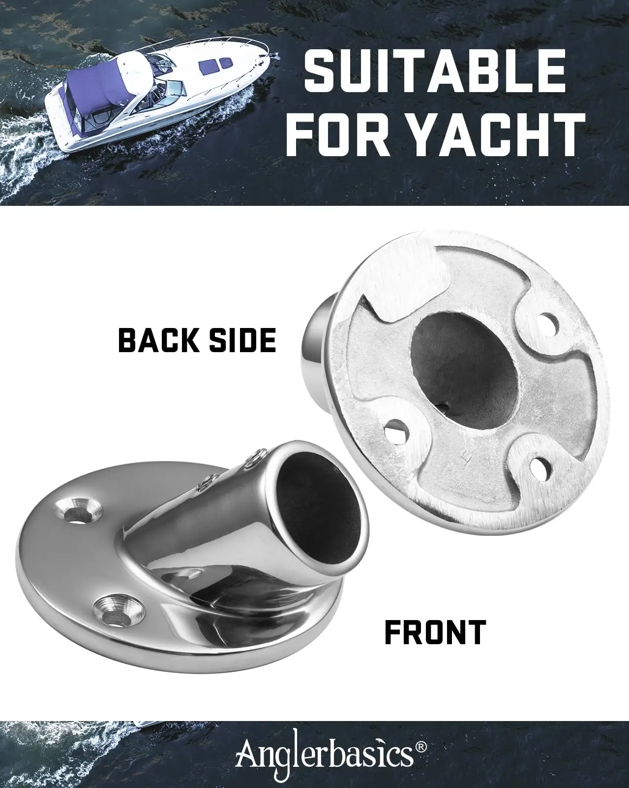 Goture, 1 pieza, montaje de pasamanos para barco, 35/45/60/90 grados, acero inoxidable, 7/8 "/1", Base redonda/rectangular, Hardware de barandilla para yate y barco - imagen 3