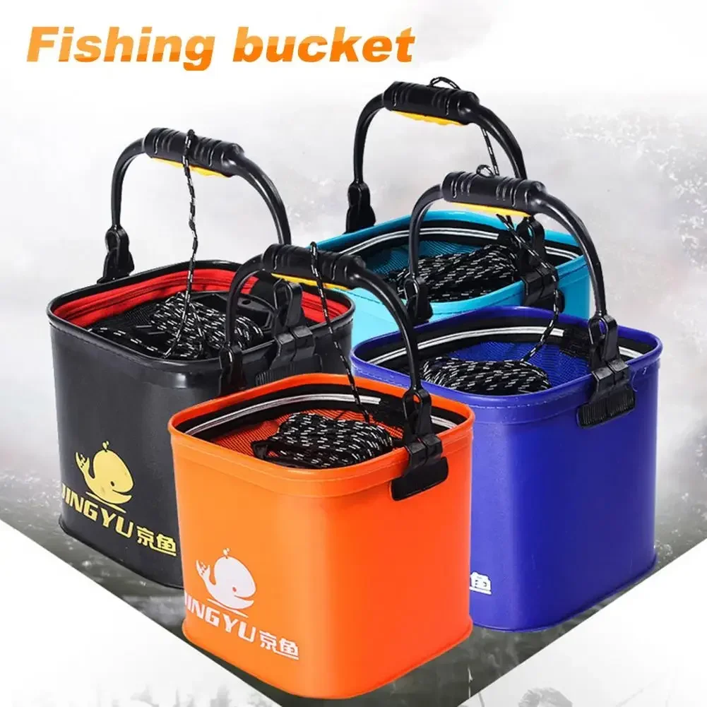 Cubo de pesca portátil para peces vivos, cubo plegable a prueba de fugas, reutilizable, caja de pesca plegable multifuncional, contenedor de agua, lavabo - imagen 2