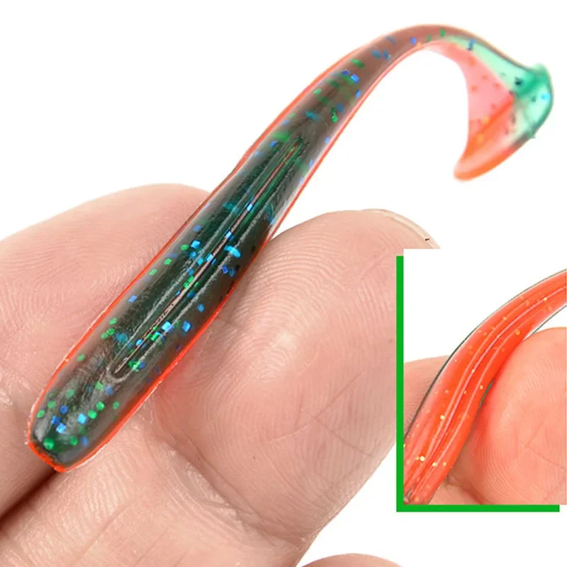 Proleurre gusano de pesca señuelo suave fácil brillo Señuelos de silicona cebo de goma Artificial plantilla Wobblers T cola Swimbait para Lucio - imagen 4