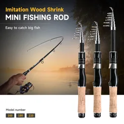 Caña de pescar telescópica, 1,6 M, 1,8 M, 2,1 M, caña giratoria de carbono, caña de pescar Baitcasting, mango de madera, aparejos de pesca de fundición, señuelo Ravel