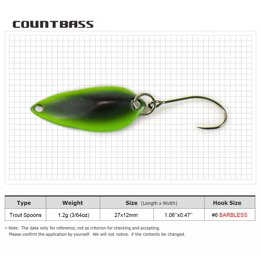 COUNTBASS-cucharas de fundición para trucha, Señuelos de Pesca de Lucio, salmón, 1,2g, 3/64oz - imagen 3