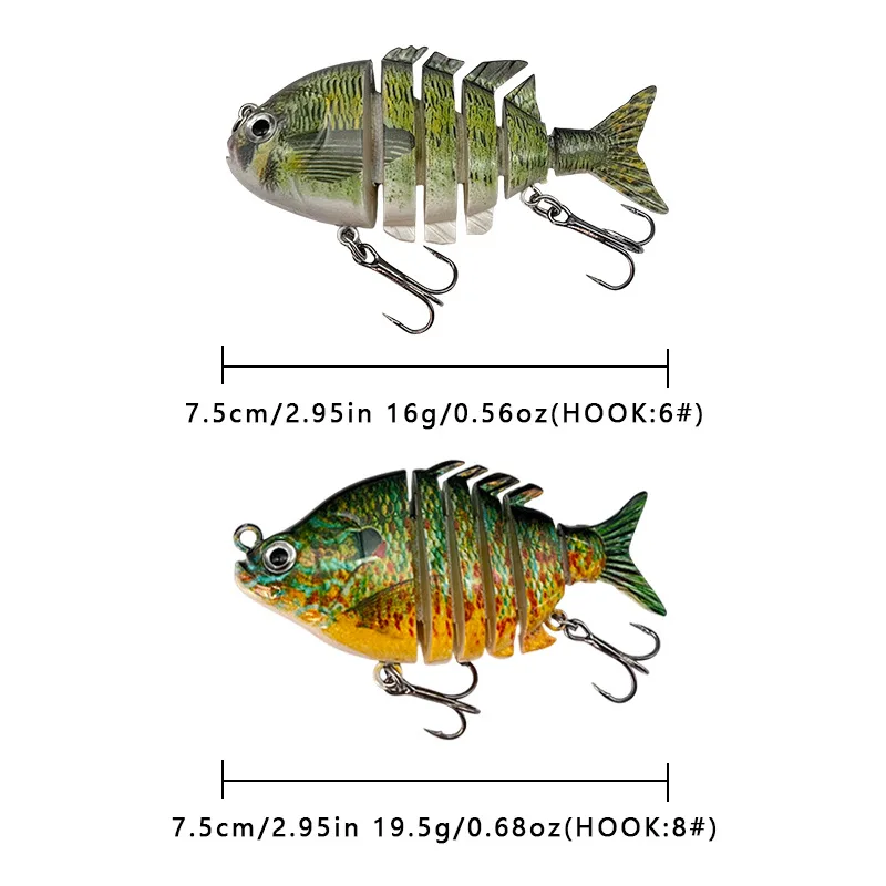 5 uds Wobbler de pesca realista 2/6/7 segmentos Swimbait Crankbait cebo duro lento Isca señuelos artificiales aparejos de pesca - imagen 3