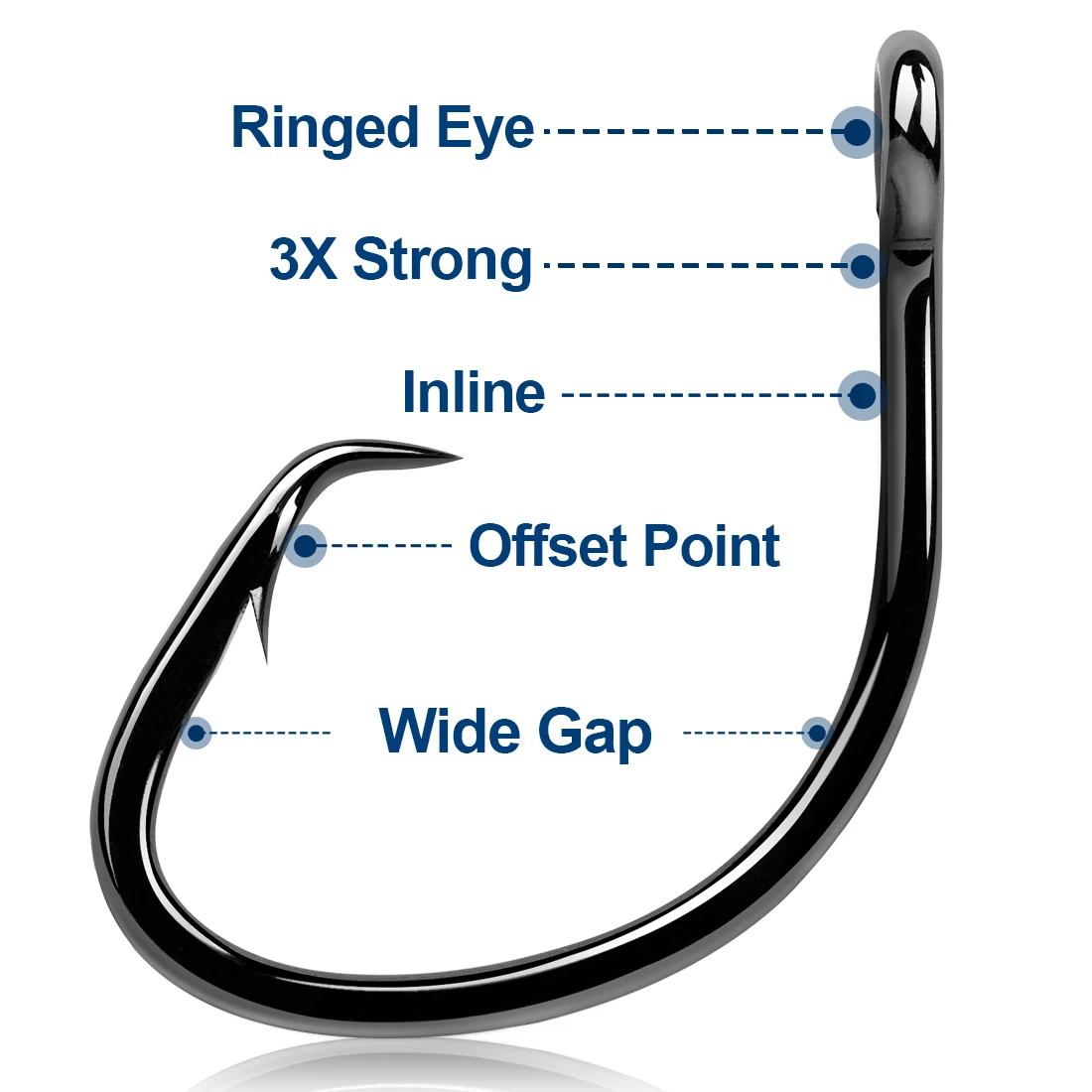 FishTrip 25 uds ganchos circulares 4X gancho gigante fuerte para agua salada gancho de bagre de espacio ancho resistente gancho de cebo para tiburones - imagen 4