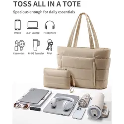 Bolso Tote acolchado multibolsillos gran capacidad resistente al agua