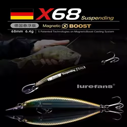 2025 nuevo LurefansX68 pececillo suspendido señuelo de pesca de tiro largo 68mm/6,4g boost magnético fundición Artificial Wobbler lubina cebo duro