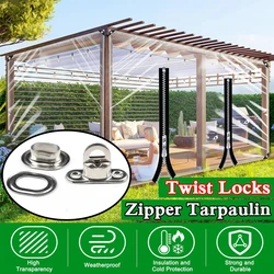 Personalizar al aire libre transparente cremallera lona patio pérgola lona cortina con cerradura giratoria Gazebo transparente pantalla a prueba de viento con puerta