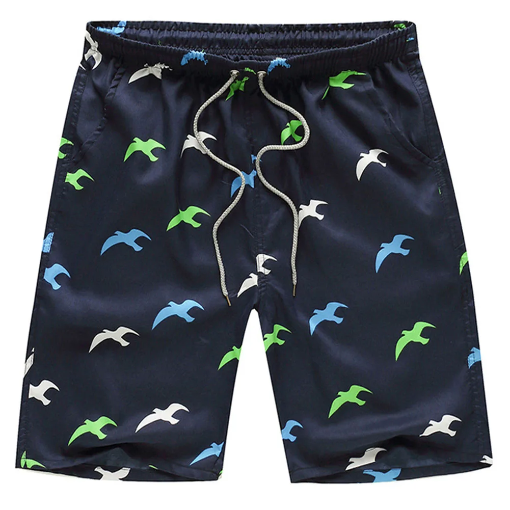 Pantalones cortos de surf con cintura elástica y cordón estampado