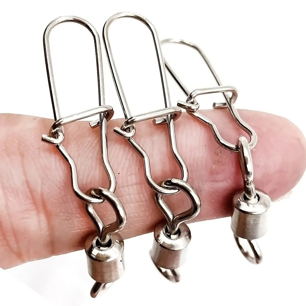 20 piezas-accesorios de pesca de Lucio, Pin conector, rodamiento giratorio de acero inoxidable, señuelo de anzuelo a presión, aparejos giratorios - imagen 4