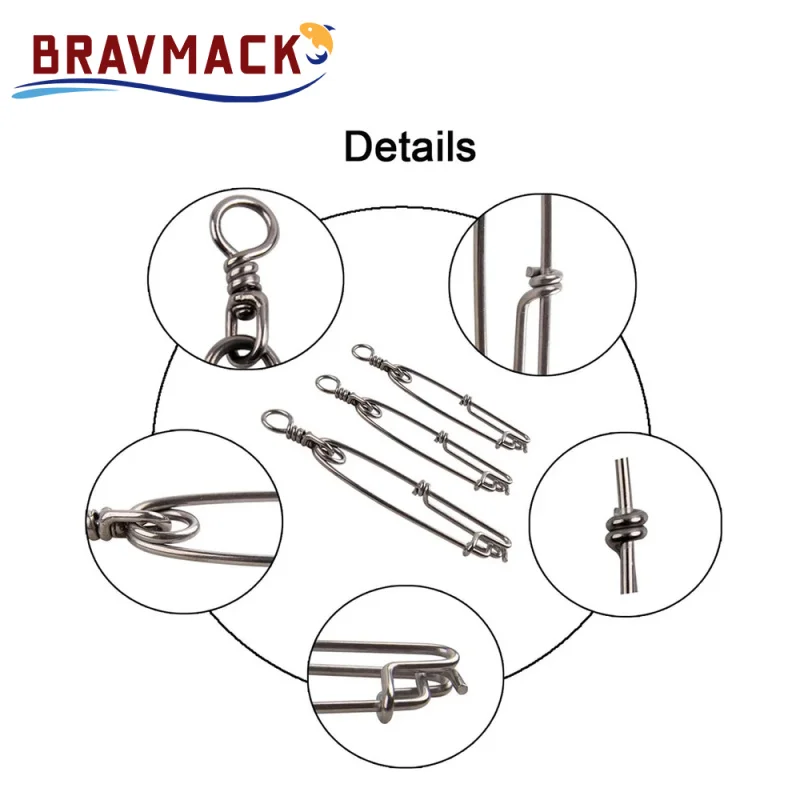 Clip de pesca de atún de acero inoxidable, 2 uds., con B.L, giratorio, pesca submarina, accesorios de pesca de línea larga, herramienta de pesca - imagen 5