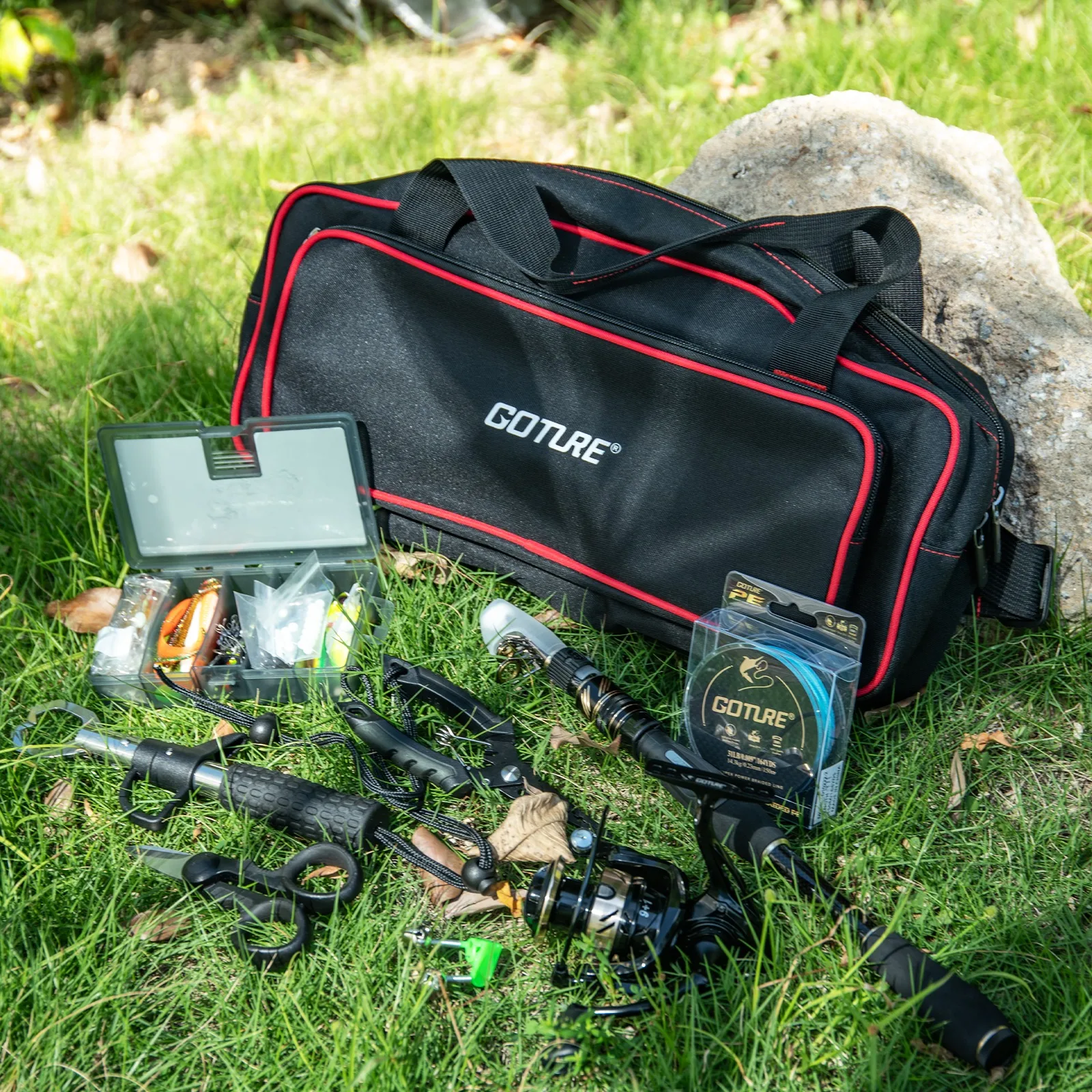 Goture1.8/2.1/2,4/2,7 m caña de fundición Combo varilla telescópica de alto carbono carrete de Baitcasting con línea de señuelo juego completo de equipo de pesca - imagen 5