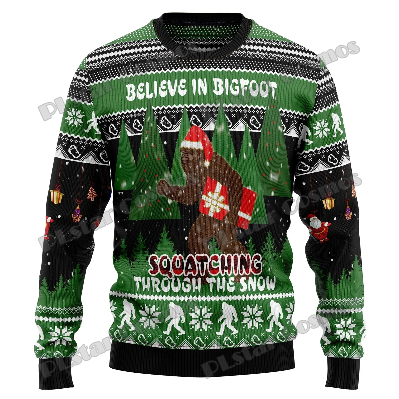 Suéter de punto informal para hombre, 3D jersey con estampado, impresionante, Bigfoot, patrón de nieve, feo, para Navidad, otoño e invierno, KMY02 - imagen 5