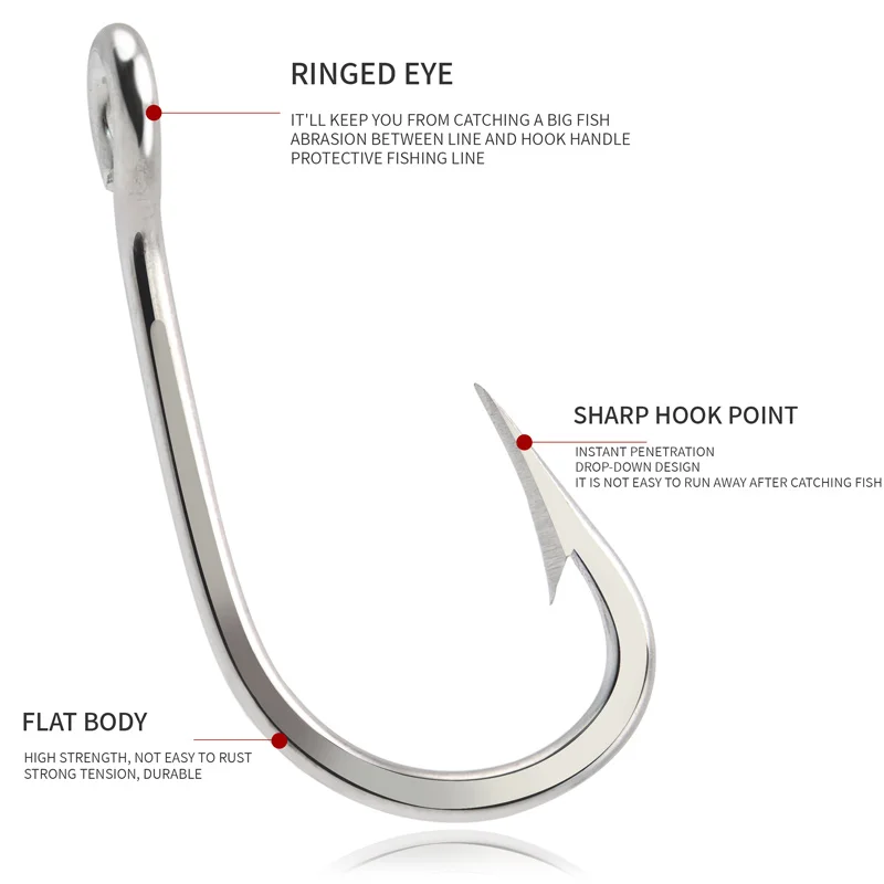 ZYZ-anzuelos de Pesca de Mar, anzuelos de acero inoxidable, anzuelos grandes, aparejos de pesca de agua salada, anzuelos grandes - imagen 3