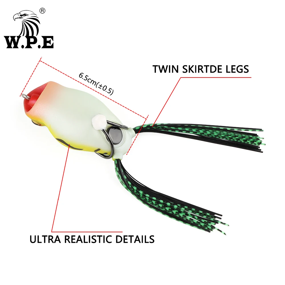 W.P.E-señuelo de rana de piezas, señuelo suave de 6,5 cm y 16g, Wobbler de silicona, cabeza de serpiente, Lucio, cebo suave, aparejos de pesca - imagen 4