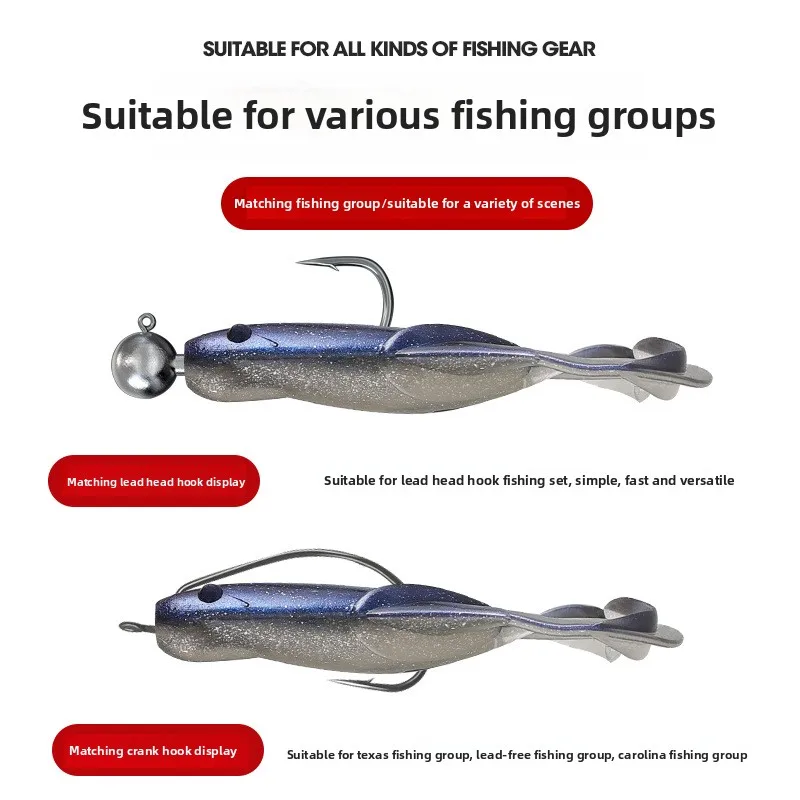 Señuelo de pesca flotante suave, 6 uds., 70mm/7g + 5 uds., anzuelo con cabeza de plomo, cebos de rana, señuelo para trucha y lubina, Swimbait de silicona, Jigging Wobblers - imagen 4