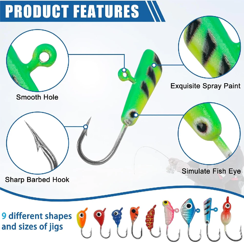 Jigs luminosos para pesca en hielo – Cabeza brillante para trucha y perca - imagen 2