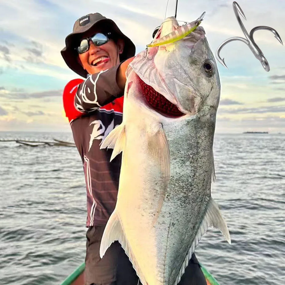 GOBAIT 20PCS Anzuelos triples 2 # -10 #   Anzuelo con púas afilado, ángulo de acero rico en carbono, herramienta antioxidante de níquel, aparejos de Pesca, anzuelo de Pesca - imagen 5