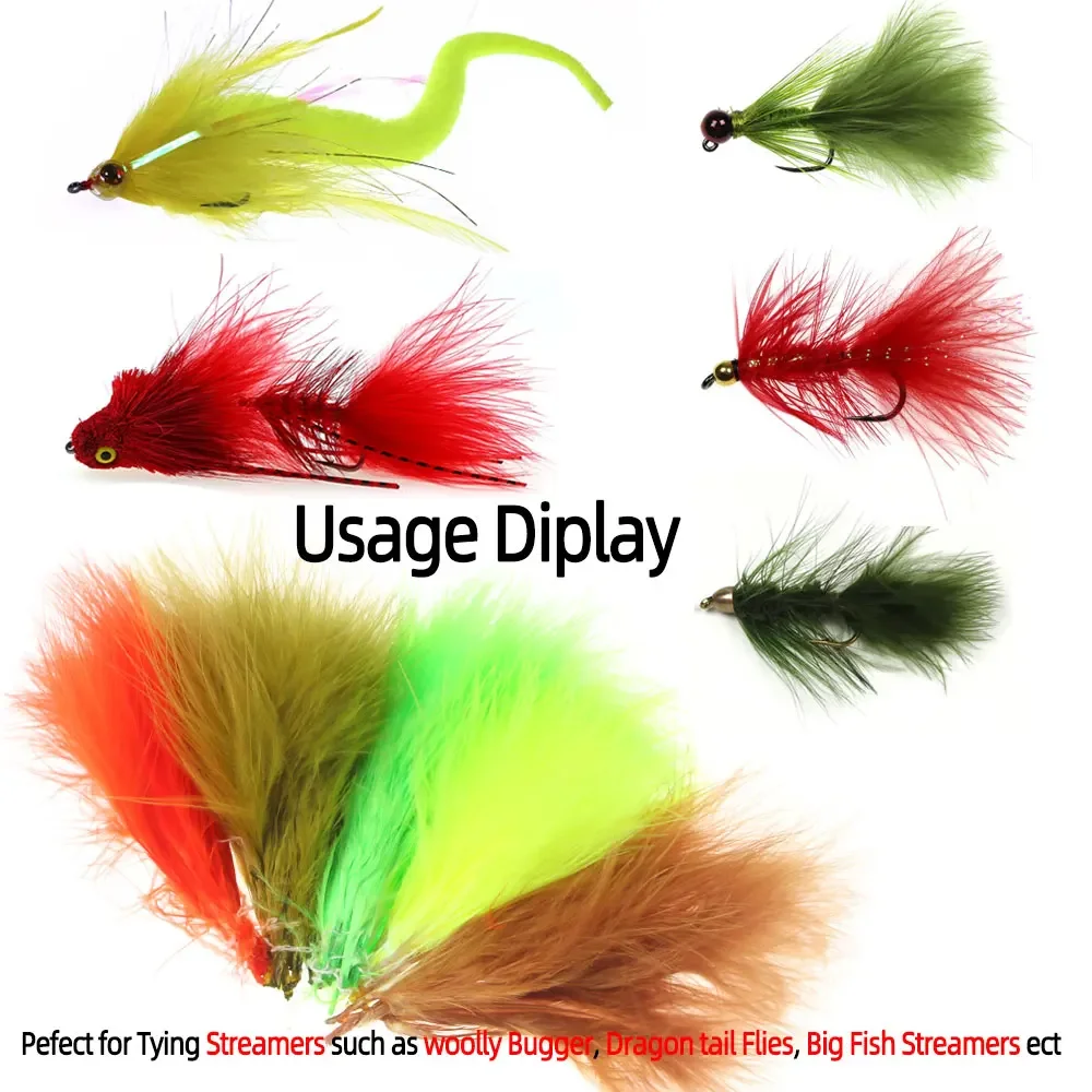 Bimoo, 2 paquetes de plumas de marabú naturales de 3 ~ 4 pulgadas para atar moscas Streamer, plantilla, señuelo, Bugger lanoso, sanguijuela, cebo para moscas, Material para atar peces - imagen 5