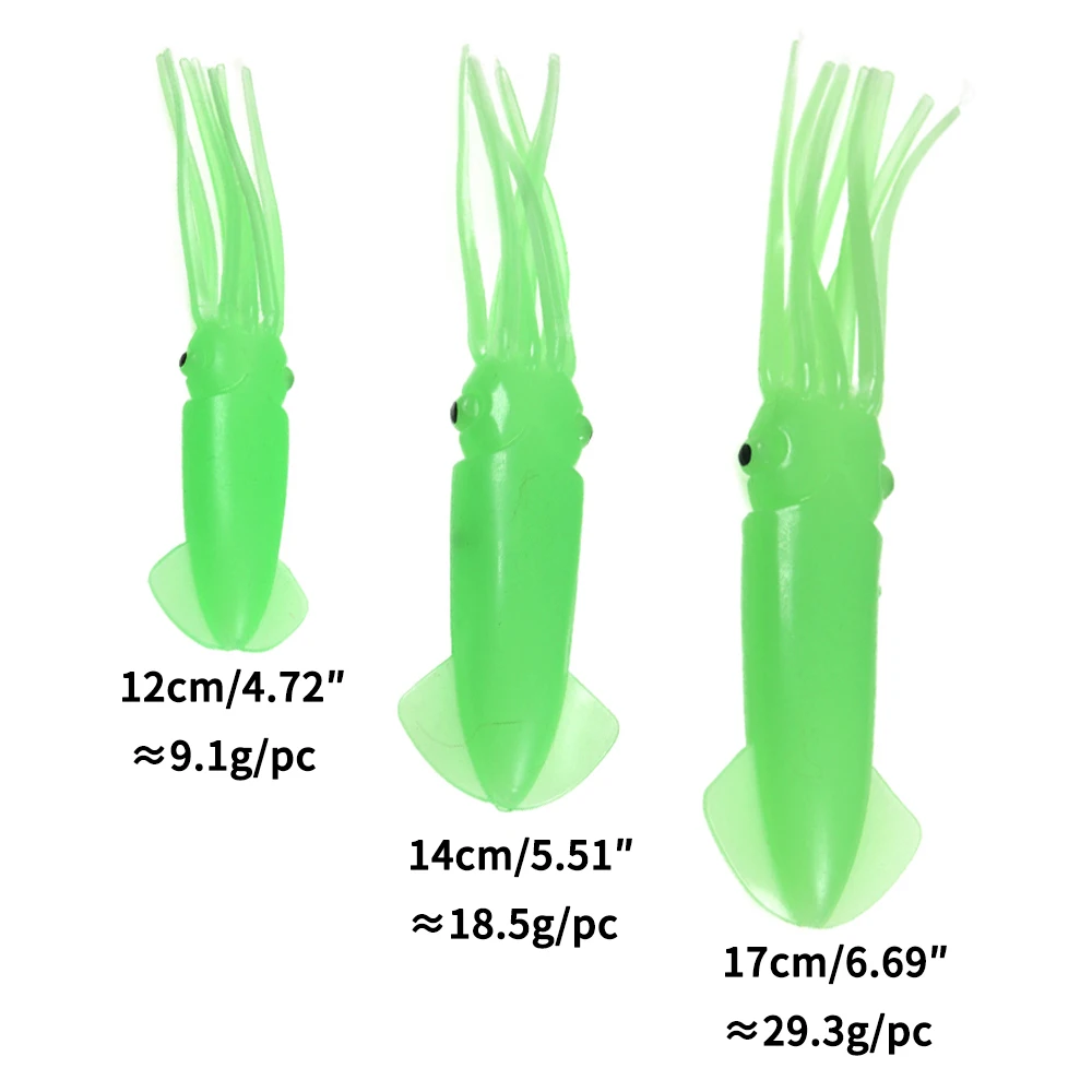 Lionriver-señuelo de calamar suave para pesca en agua salada, cebo artificial luminoso para pesca Al curricán, faldas de pulpo verde, 9g/18g/29g - imagen 4