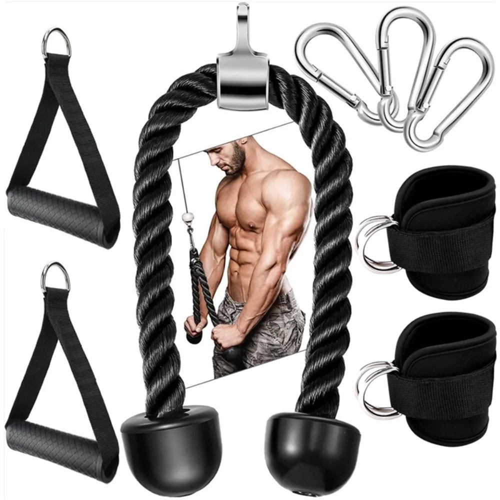 Juego de accesorios para máquina de cables de construcción de nailon, manijas de ejercicio de gimnasio de alta resistencia desmontables, engranaje extraíble Lat duradero
