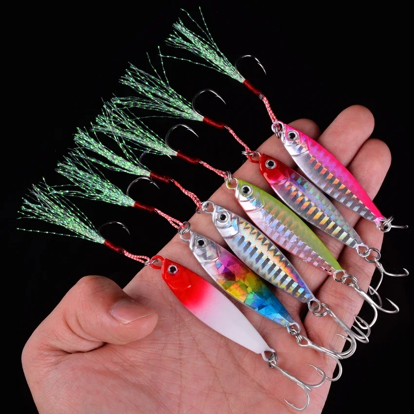 Señuelo de pesca con plomo láser, 6 uds., plantilla de Metal, Leurre 7g 14g 20g 30g 40g, ojos 3D, pesca en el mar, cebos duros Wobbler - imagen 2