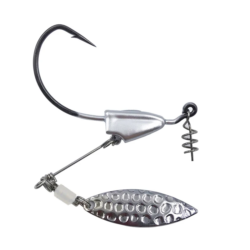 Mosodo-SEÑUELOS giratorios de pesca, 4 piezas, hojas de sauce, cucharilla de Metal, cola giratoria, Buzzbait, plantilla de lubina, aparejos de pesca - imagen 5